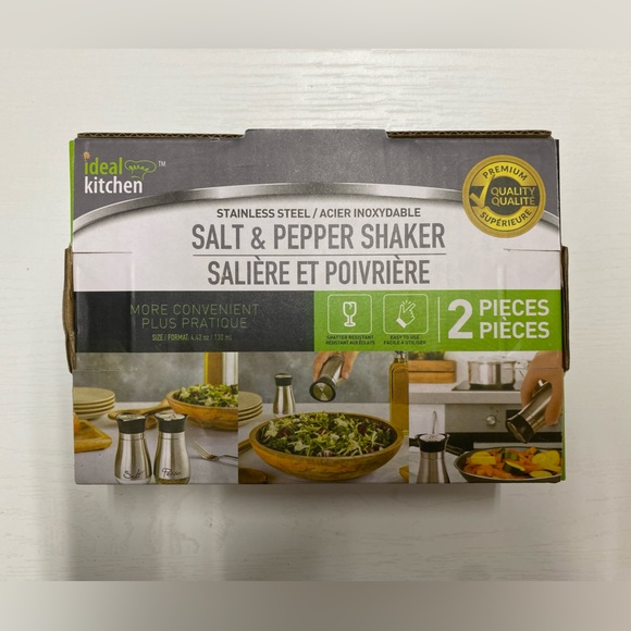 NIB Ideal Kitchen Stainless Steel Silver Bottom Casing Salt and Pepper Shakers - Picture 3 of 3